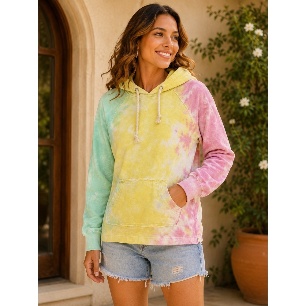 Trade Heritage Apparel Pastel Tie Dye Hoodie Small Pink Yellow Mint Green NWT